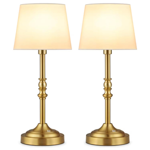 Fabric Shade Stepless Dimmable Cordless Table Lamp