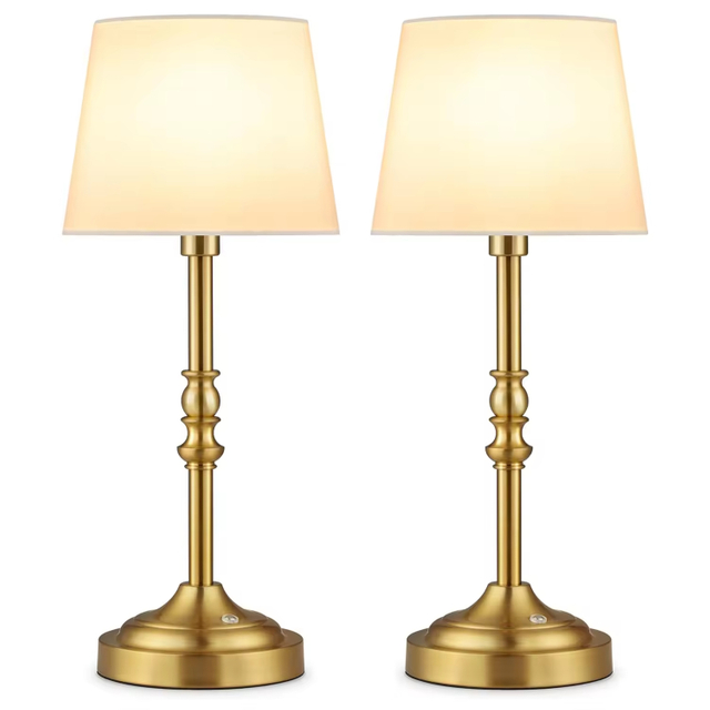 Fabric Shade Stepless Dimmable Cordless Table Lamp