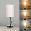 Minimalist Design Bedside Night Light with Fabric Lampshade