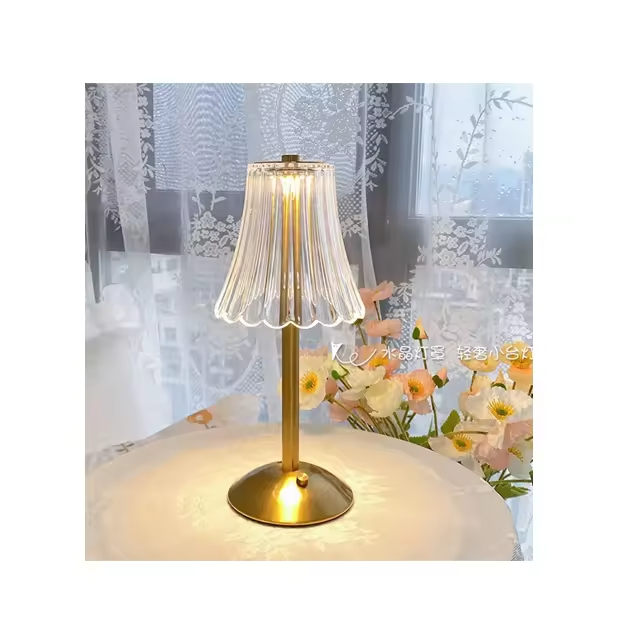 Crystal Champagne Gold Flower LED Desk Lamp