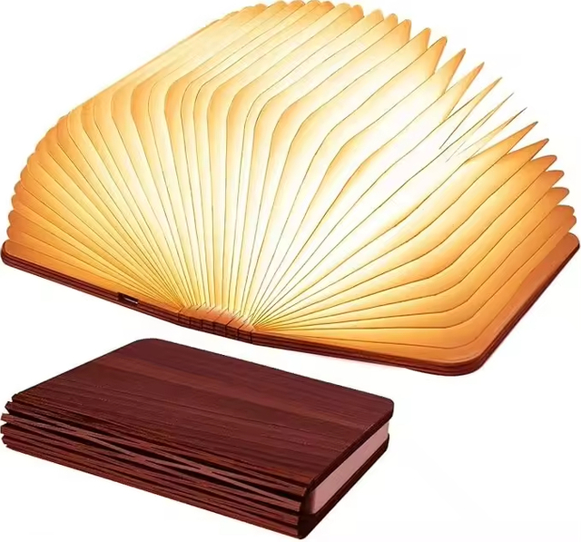 Creative Wooden Rechargeable Fabric Cover Book Lamp 