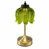 Vintage Green Lotus Glass Rechargeable Table Lamp