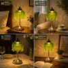Vintage Green Lotus Glass Rechargeable Table Lamp