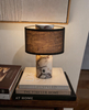 Rechargeable Marble Cordless Table Lamp Linen Shade