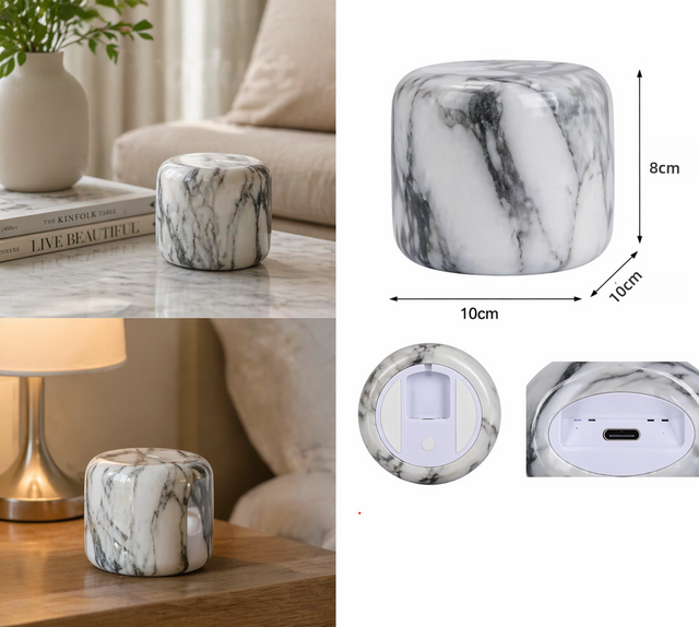 Natural Marble Rechargeable Cordless Table Lamp 