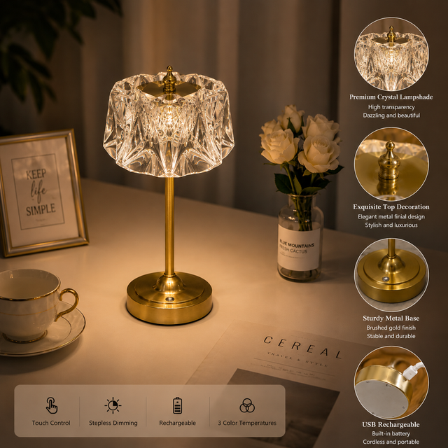 Restaurant Rechargeable Crystal Table Lamp