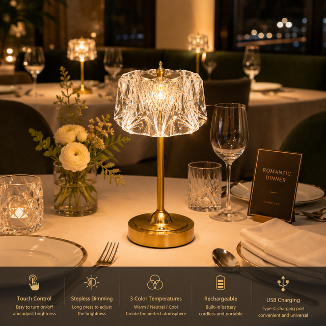 Restaurant Rechargeable Crystal Table Lamp