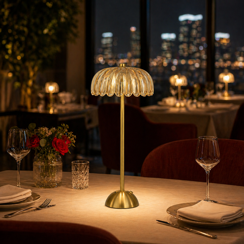 Yellow Glass Decorative Cordless Table Lamp