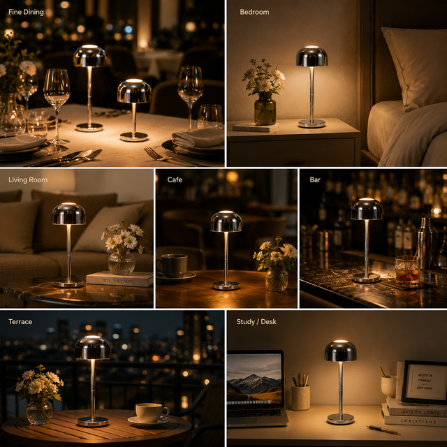 Restaurant Silver Plated Cordless Table lamp