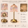 Pink Lotus Glass Rechargeable Cordless Table Lamp