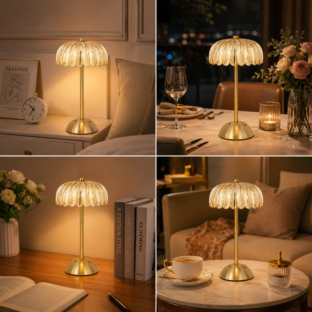 Yellow Glass Decorative Cordless Table Lamp
