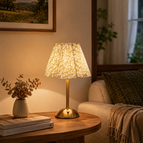 Floral Fabric Shade Cordless LED Table Lamp