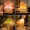 Pink Lotus Glass Rechargeable Cordless Table Lamp