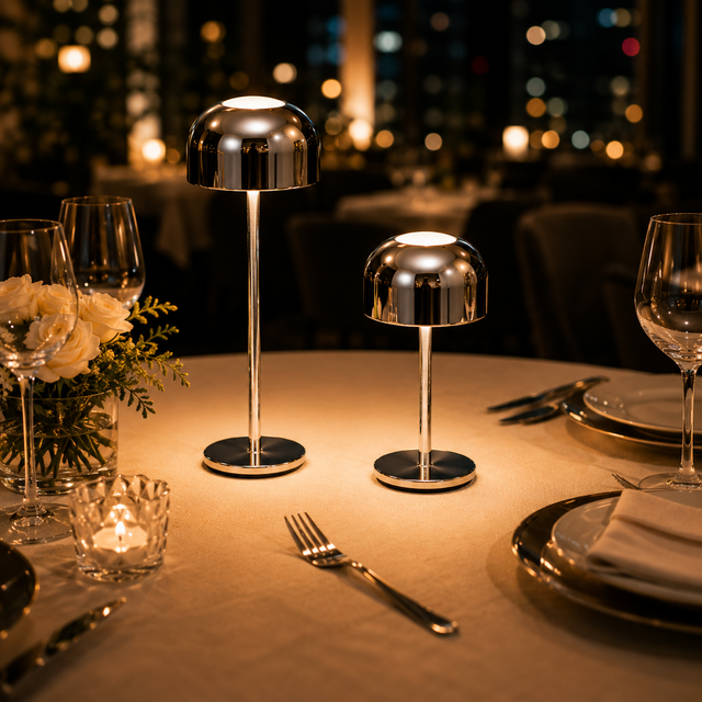 Restaurant Silver Plated Cordless Table lamp