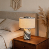 Rechargeable Marble Cordless Table Lamp Linen Shade