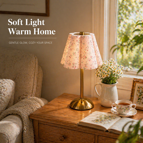 Vintage Cordless Rechargeable Floral Table Lamp 