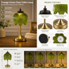Vintage Green Lotus Glass Rechargeable Table Lamp